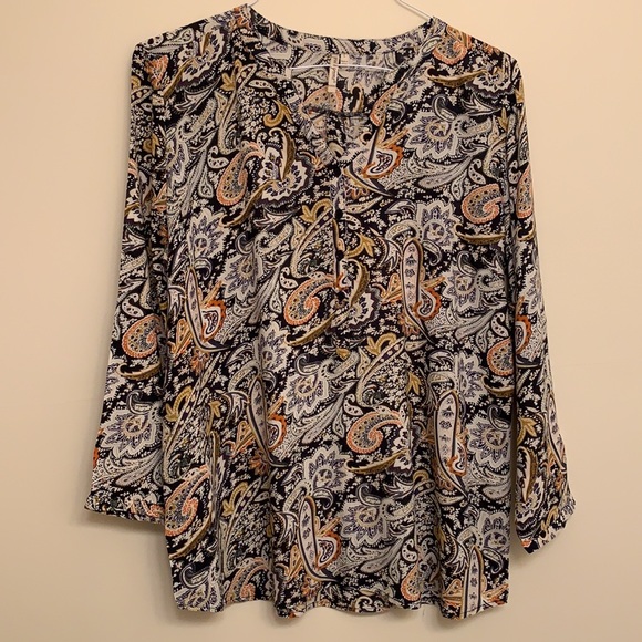 Like New🌼 Blue and Terracotta Blouse - Picture 1 of 16